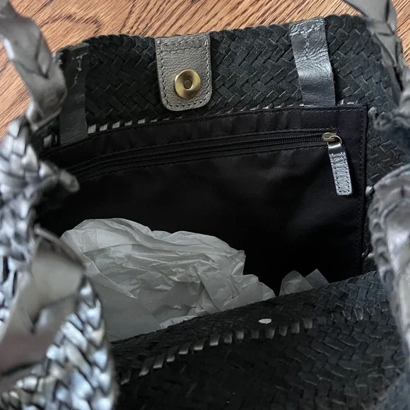 Latico Leather Woven Metallic Tote Bag - Silver - Picture 6 of 6